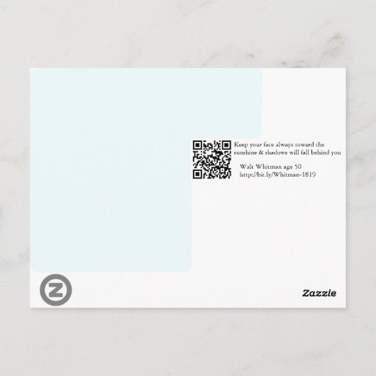 Walt Whitman "Face Always Toward the Sunshine" Briefkaart (Achterkant)