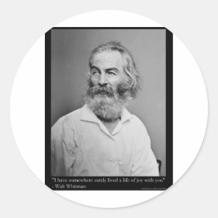 Walt Whitman Joy Met U Liefdescitaten Mokken T-shi Ronde Sticker