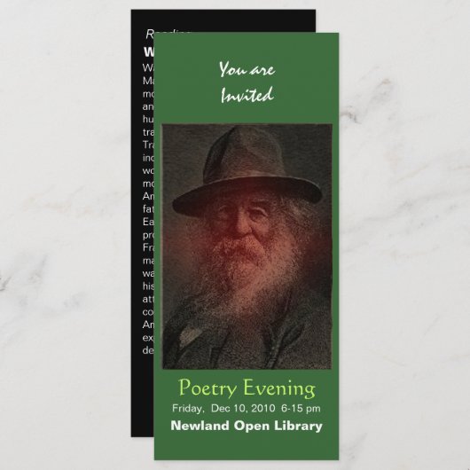 Walt Whitman Kaart (Voorkant / Achterkant)