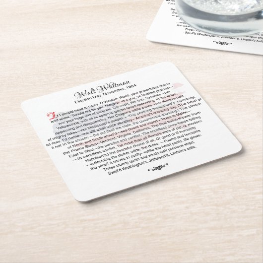 Walt Whitman poëzie elegant Kartonnen Onderzetters (Schuin)