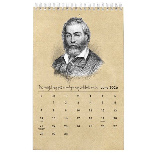 Walt Whitman Portreits en Poetry Kalender (Jun 2026)
