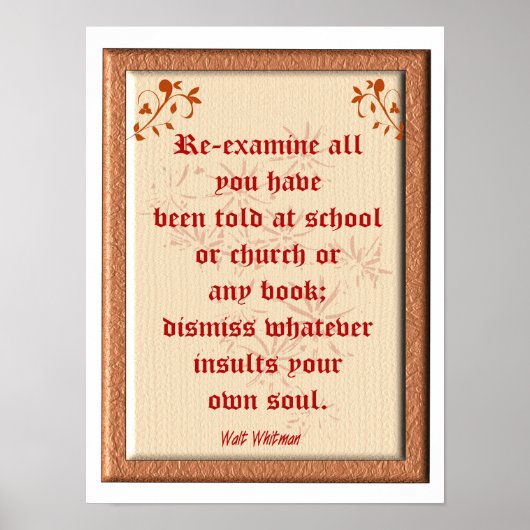 Walt Whitman quote - poster (Voorkant)
