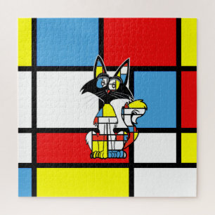 Walter bevindt zich in een Piet Mondrian Legpuzzel