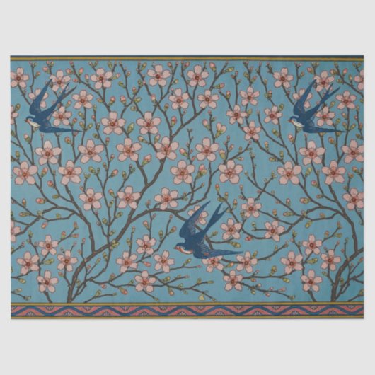 Walter Crane Almond Blossom and Swallow Tissuepapier (Voorkant)