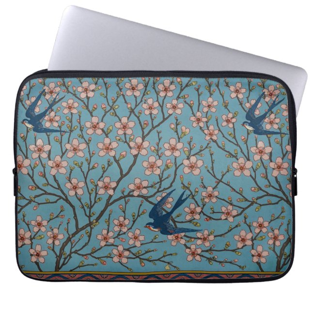 Walter Crane Almond Blossom & Swallow Laptop Sleeve (Voorkant)