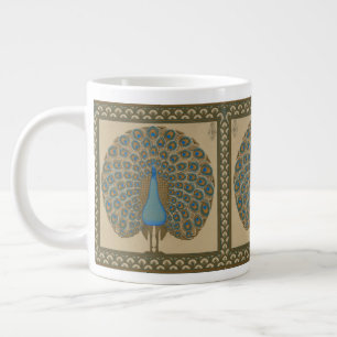 Walter Crane Antieke Goud Blauwe Pauw Kunst Grote Koffiekop