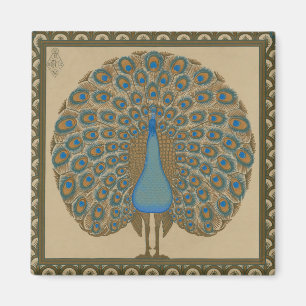 Walter Crane Antieke Goud Blauwe Pauw Kunst Magneet