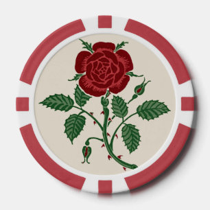 Walter Crane Antieke Saxon Rode Roos Patroon Poker Chips