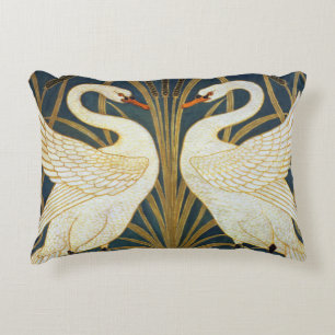 Walter Crane Antieke Zwaan en Iris Art Nouveau Accent Kussen