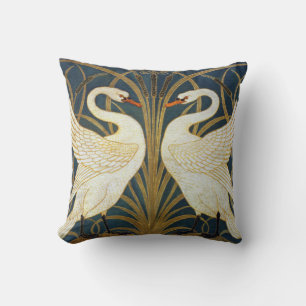 Walter Crane Antieke Zwaan en Iris Art Nouveau Kussen
