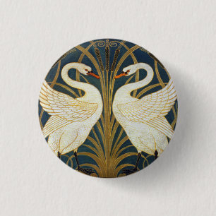 Walter Crane Antieke Zwaan en Iris Art Nouveau Ronde Button 3,2 Cm