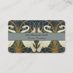 Walter Crane Antieke Zwaan en Iris Art Nouveau Visitekaartje