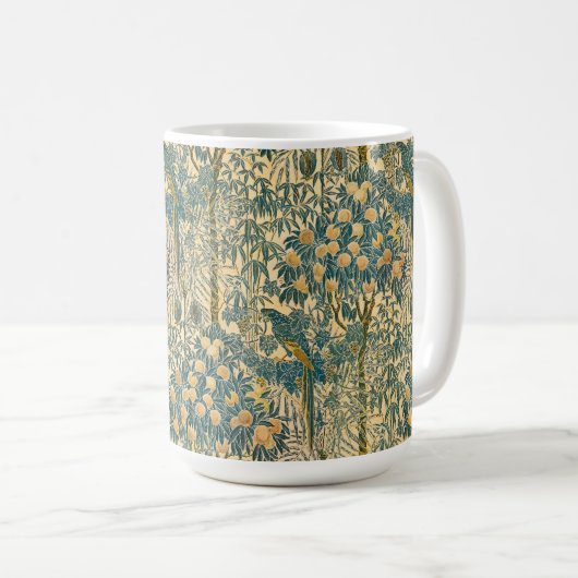 Walter Crane -  Art Nouveau Macaw Pattern Koffiemok (Voorkant rechts)