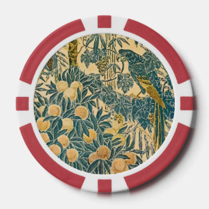 Walter Crane -  Art Nouveau Macaw Pattern Poker Chips