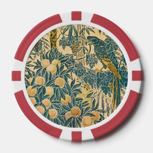 Walter Crane - Art Nouveau Macaw Pattern Poker Chips (Voorkant)