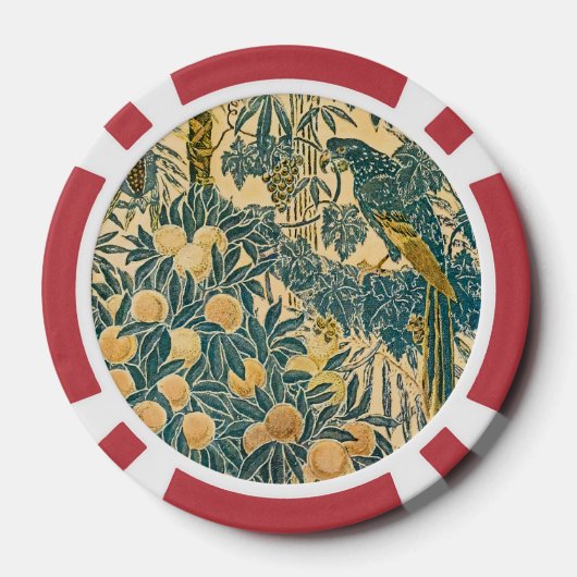 Walter Crane - Art Nouveau Macaw Pattern Poker Chips (Achterkant)