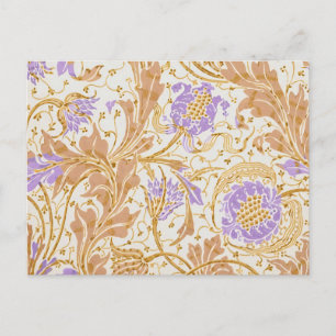 Walter Crane Arts and Crafts Paarse Bloemenkunst Briefkaart