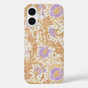 Walter Crane Arts and Crafts Paarse Bloemenkunst iPhone 16 Hoesje