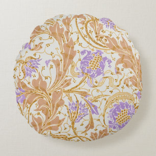 Walter Crane Arts and Crafts Paarse Bloemenkunst Rond Kussen