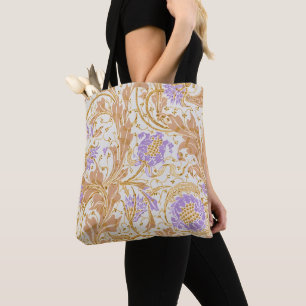 Walter Crane Arts and Crafts Paarse Bloemenkunst Tote Bag