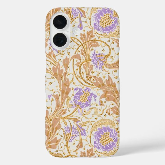 Walter Crane Arts and Crafts Paarse Bloemkunst Case-Mate iPhone Case (Achterkant)