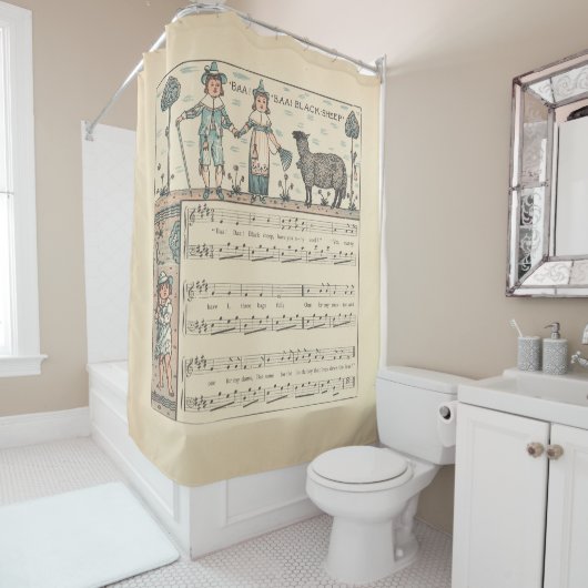 Walter Crane Baa Baa Zwarte Schaap Kindeerversje Douchegordijn (In situ)