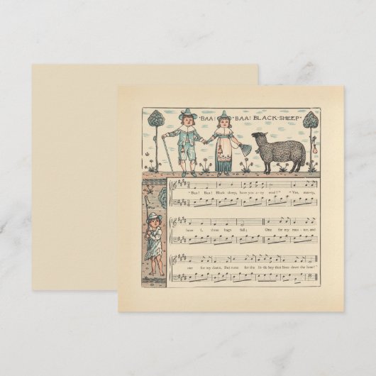 Walter Crane Baa Baa Zwarte Schaap Kindeerversje Kaart (Voorkant / Achterkant)