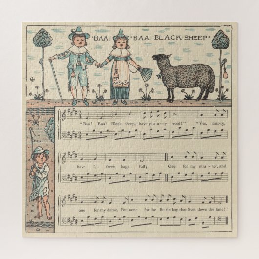 Walter Crane Baa Baa Zwarte Schaap Kindeerversje Legpuzzel (Verticaal)