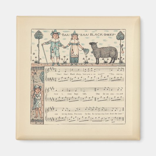 Walter Crane Baa Baa Zwarte Schaap Kindeerversje Magneet (Voorkant)