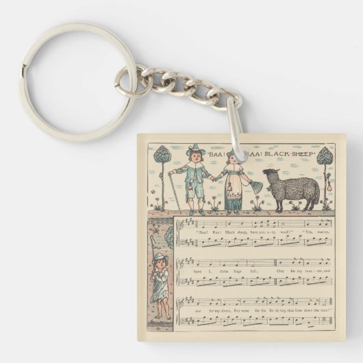 Walter Crane Baa Baa Zwarte Schaap Kindeerversje Sleutelhanger (voorkant)