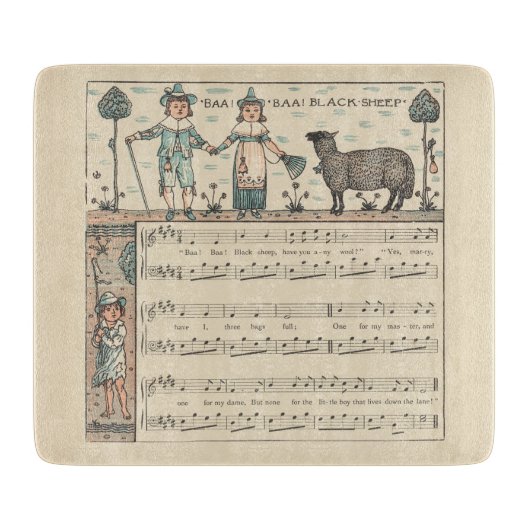 Walter Crane Baa Baa Zwarte Schaap Kindeerversje Snijplank (Voorkant)