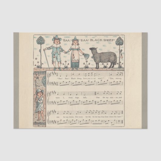 Walter Crane Baa Baa Zwarte Schaap Kindeerversje Tissuepapier (Voorkant)