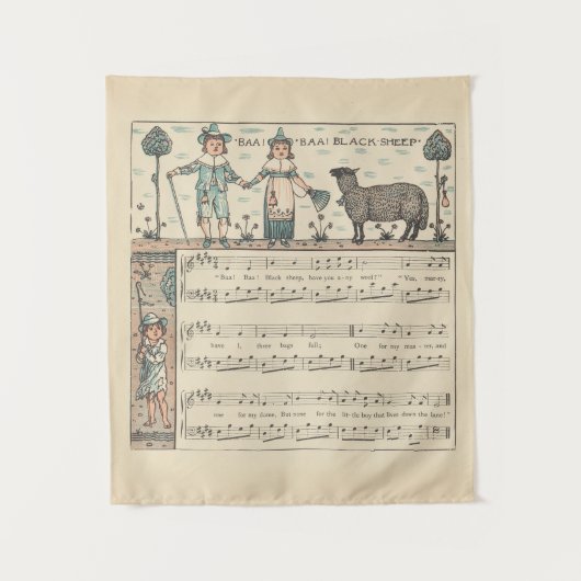 Walter Crane Baa Baa Zwarte Schaap Kindeerversje Wandkleed (Voorkant)