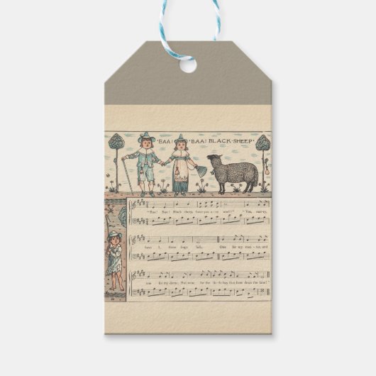Walter Crane Baa Baa Zwarte Schaap Kinderrijm Cadeaulabel (Voorkant)