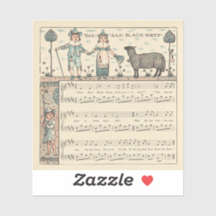 Walter Crane Baa Baa Zwarte Schaap Kinderrijm Sticker