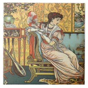Walter Crane Beauty & Beast Repro Beauty Tile Tegeltje