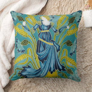 Walter Crane Blau Korenbloem Arts-and-craftsbewegi Kussen