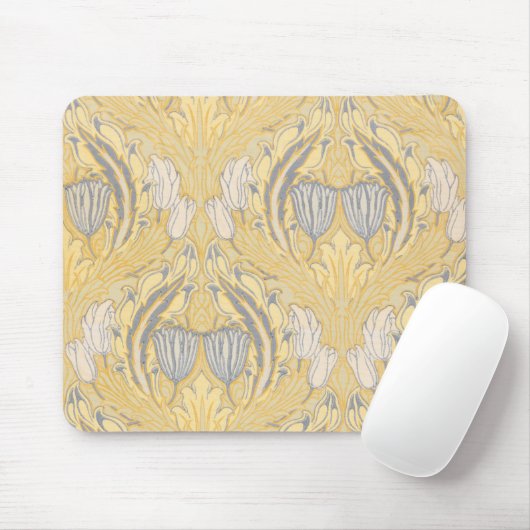 Walter Crane Blauw Witte Tulpen & Acanthus Muismat (Met muis)