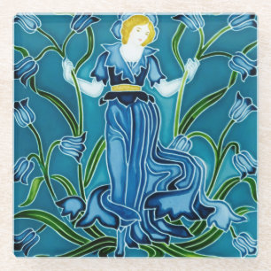 Walter Crane Bluebell Art Nouveau Bloemenmeisje Glazen Onderzetter