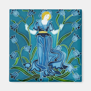Walter Crane Bluebell Art Nouveau Bloemenmeisje Magneet