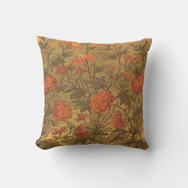 Walter Crane Chrysanthamums Victoriaans Pillow Kussen (Voorkant)