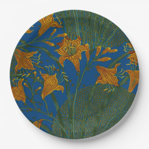 Walter Crane Day Lily Floral Wallpaper Design Papieren Bordje