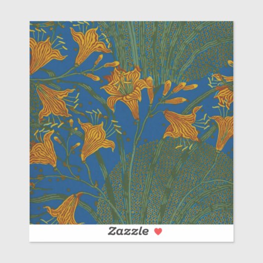 Walter Crane Day Lily Floral Wallpaper Design Sticker (Vel)