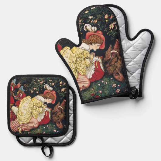 Walter Crane en het beest Ovenwant & Pannenlap Set (Voorkant / Achterkant)