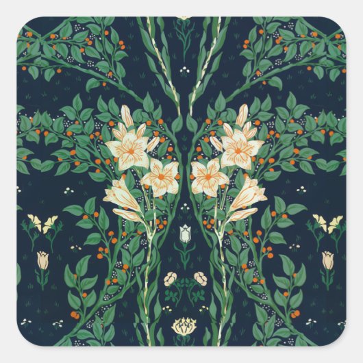 Walter Crane "Francesca" Botanical Vierkante Sticker (Voorkant)