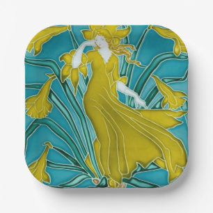 Walter Crane Gele Narcis Art Nouveau Tegel Papieren Bordje