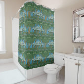 Walter Crane May Tree Wallpaper Green Blue Douchegordijn (In situ)