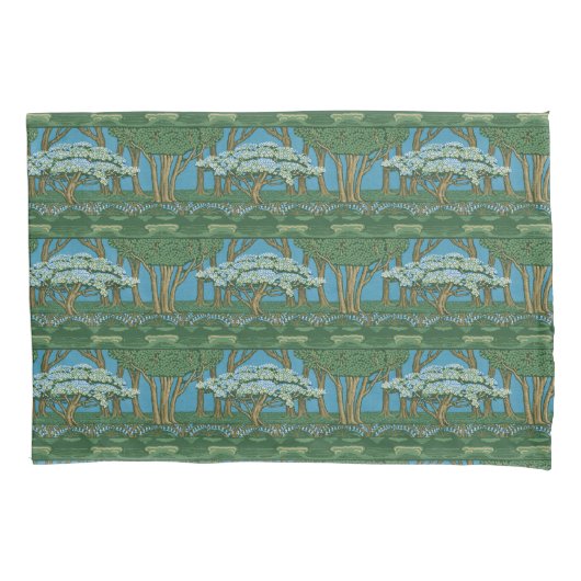 Walter Crane May Tree Wallpaper Green Blue Kussensloop (Voorkant)