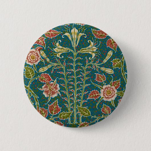 Walter Crane Oude Lelie en Roos Bloemstuk Ronde Button 5,7 Cm (Voorkant)