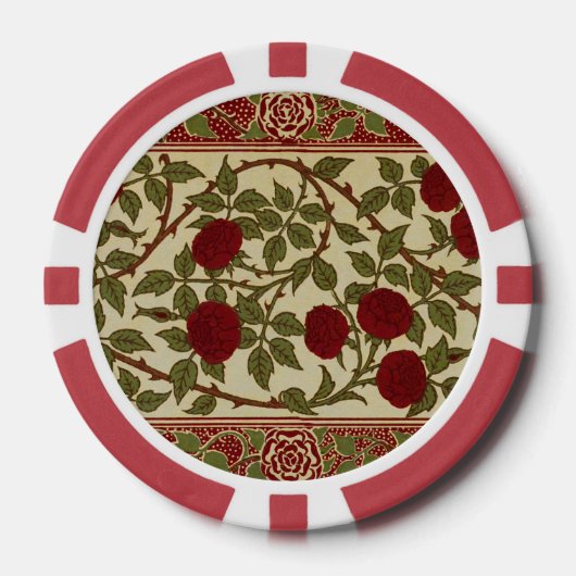 Walter Crane Oude Rosamund Rode Roos Bloemkunst Poker Chips (Voorkant)